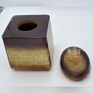 Veratex Gold and Brown Decorative Tissue Cover and Soap Dish